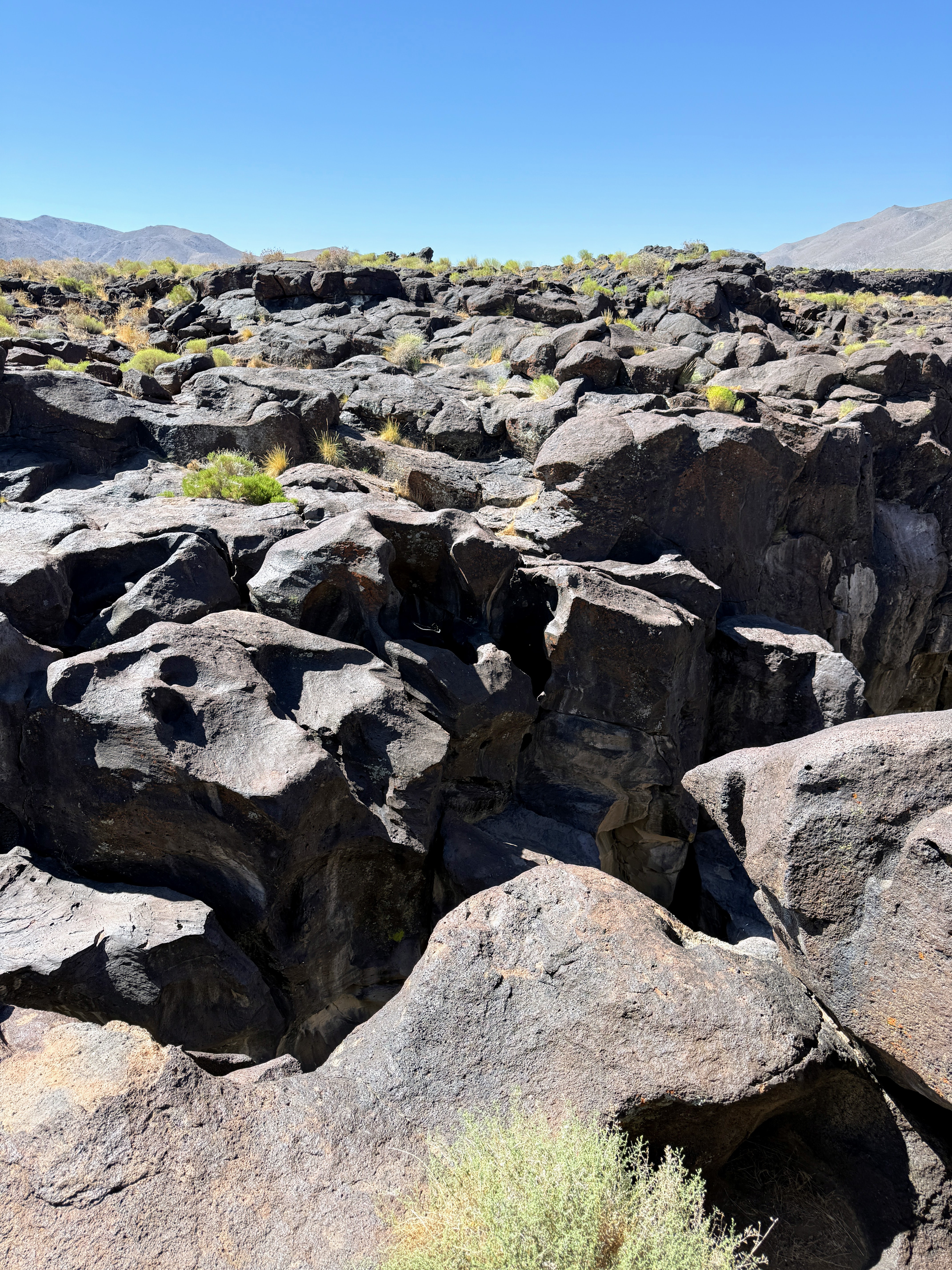 Polished black-lava gorge at Fossil Falls, CA