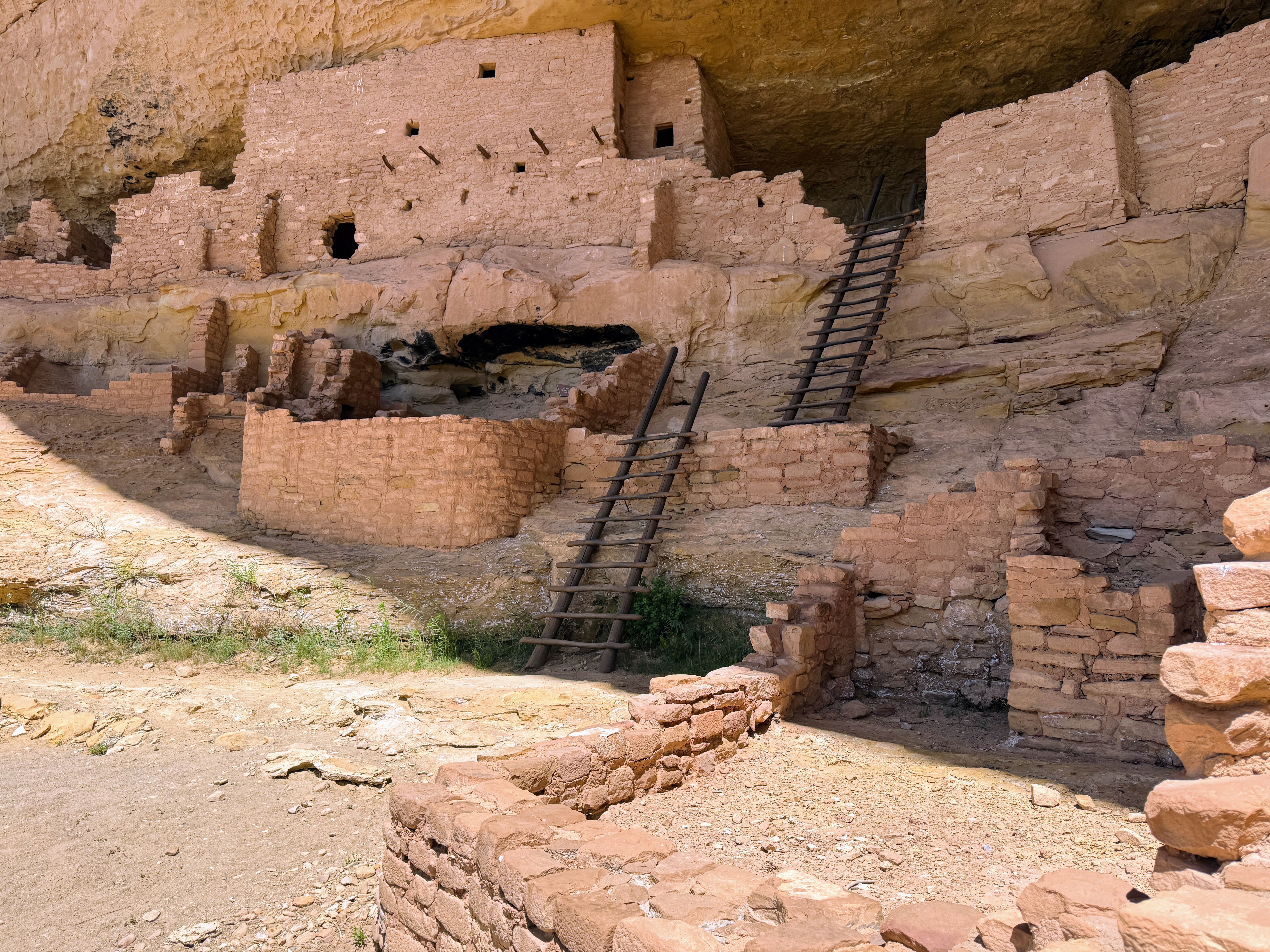 The ladders and stonework of Long House, Mesa Verde
