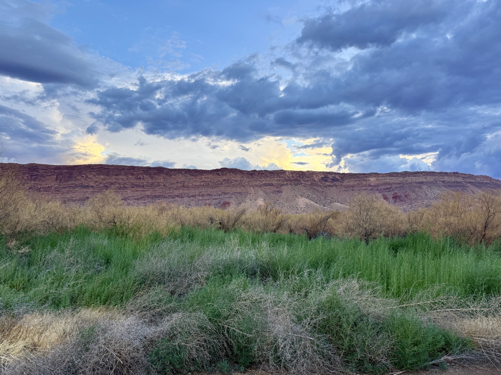 The view out my door. A storm rolling the rim and not one drop of rain out of it.
