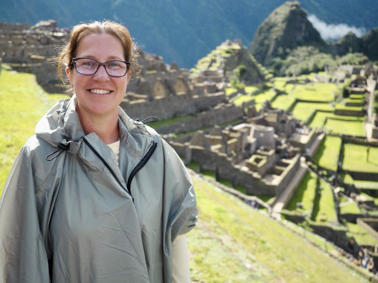 Tracie smiling in front of Machu Picchu