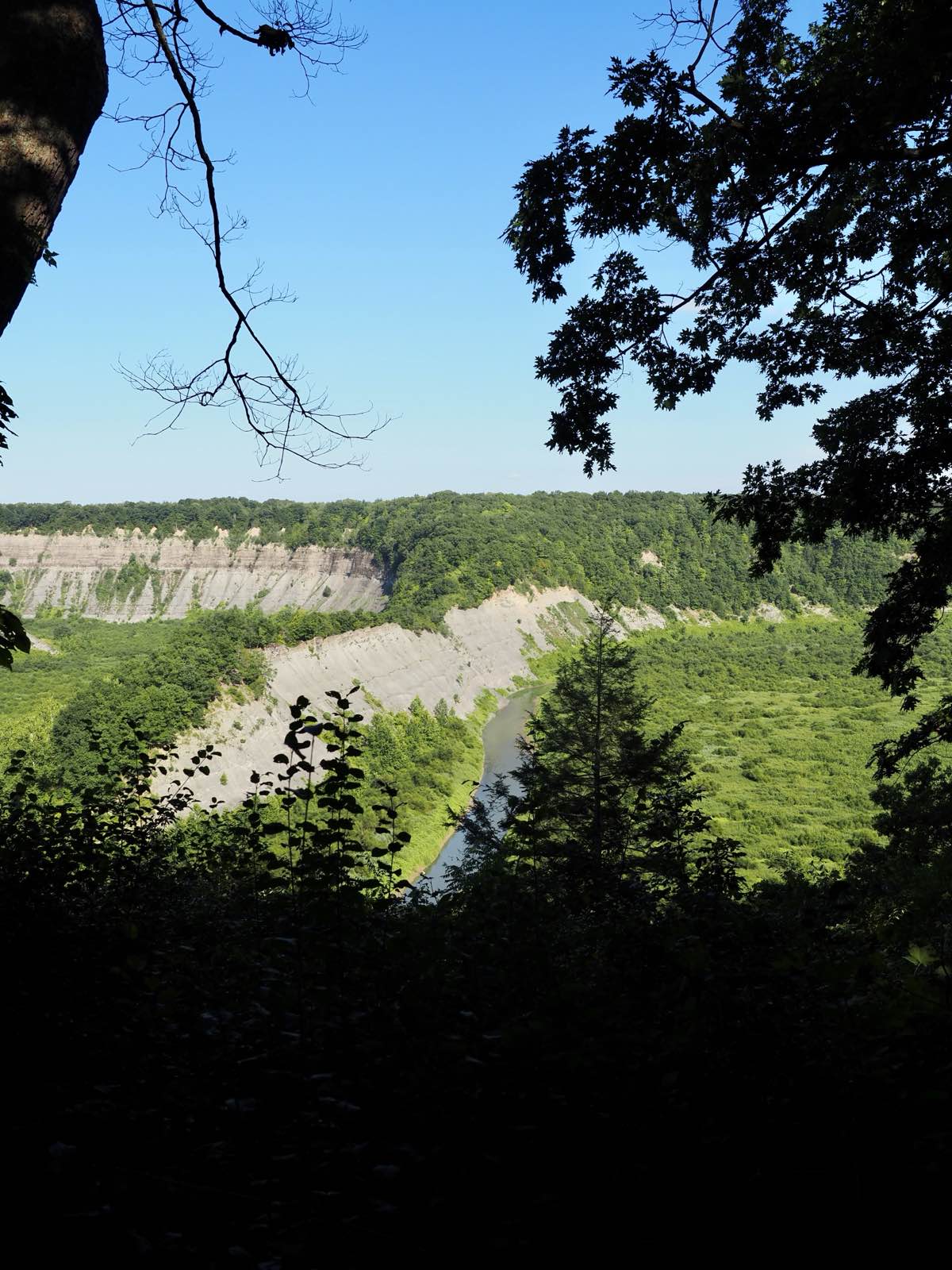 An overlook looking down into the Letchworth gorge.
